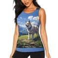 thumbnail image 1 of Hirioo Blue Sky Dog for Women's Workout Tank Top Sleeveless Workout Tops Athletic Gym Shirts-Small, 1 of 7