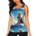thumbnail image 1 of Hirioo Blue Sky Winged Cat for Women's Workout Tank Top Sleeveless Workout Tops Athletic Gym Shirts-Small, 1 of 7