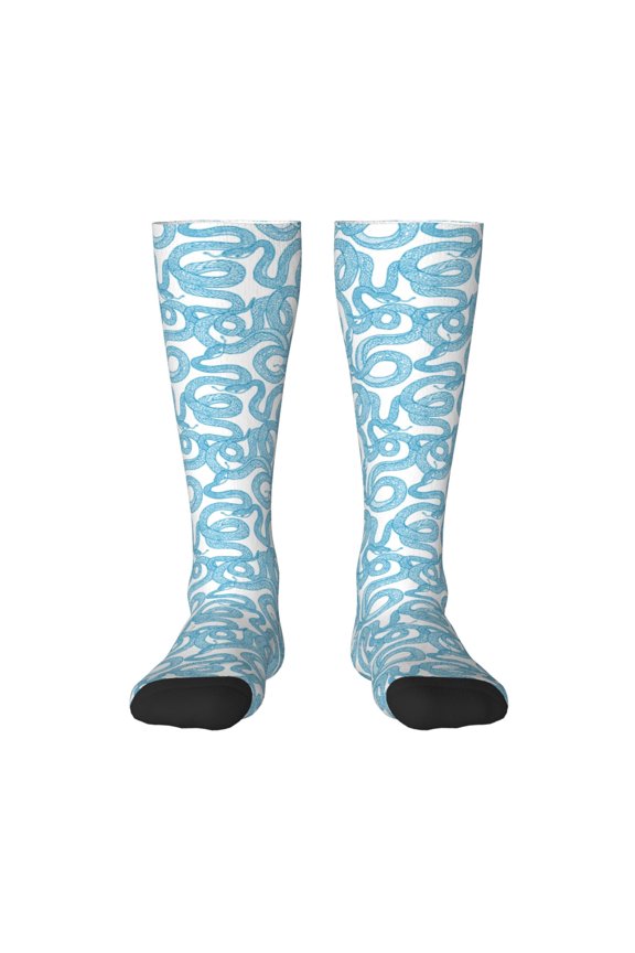 Blue Snake for Adult Stockings Breathable Sock Non-Pilling,Contrasting Color Design