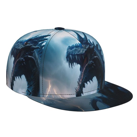 Hirioo Blue Thunder Storm Dragon for Baseball Cap Men Cap Flat Brim for Men Women Teens Adjustable Baseball Cap