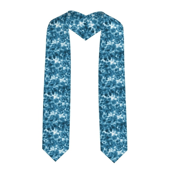 Hirioo Blue Tie Dye for 72" Graduation Shawl Stole Unisex Adults Graduation Sash Honor Graduation Stole for High School and College-Sharp Corner