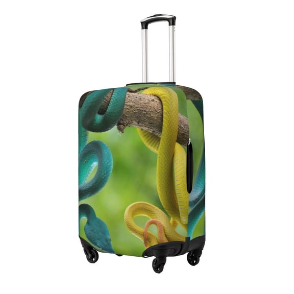 Hirioo Blue Viper And Yellow Viper Snake for Elasticity Suitcase Cover (No luggage Included) Durable Luggage Protector Fits 18-32 Inch Luggage-Small