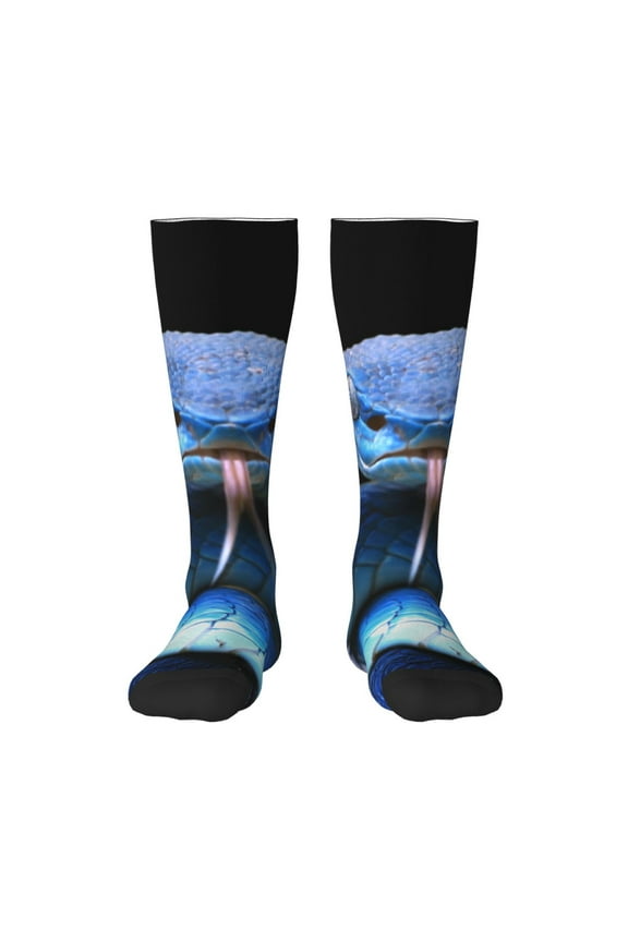 Blue Viper Snake 2 for Adult Stockings Breathable Sock Non-Pilling,Contrasting Color Design