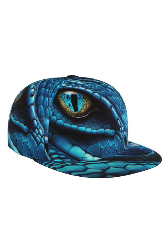 Blue Viper Snake Closeup Face for Baseball Cap Men Cap Flat Brim for Men Women Teens Adjustable Baseball Cap