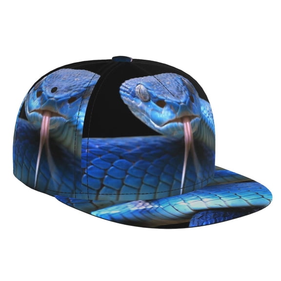 Hirioo Blue Viper Snake for Baseball Cap Men Cap Flat Brim for Men Women Teens Adjustable Baseball Cap