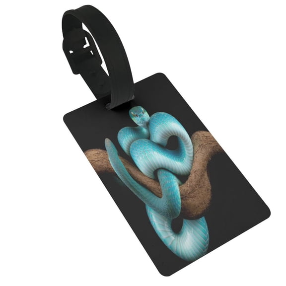 Hirioo Blue Viper Snake for Luggage ID Tag with Adjustable Strap Travel Baggage Bag Tags Suitcase Identify Labels for Women Men