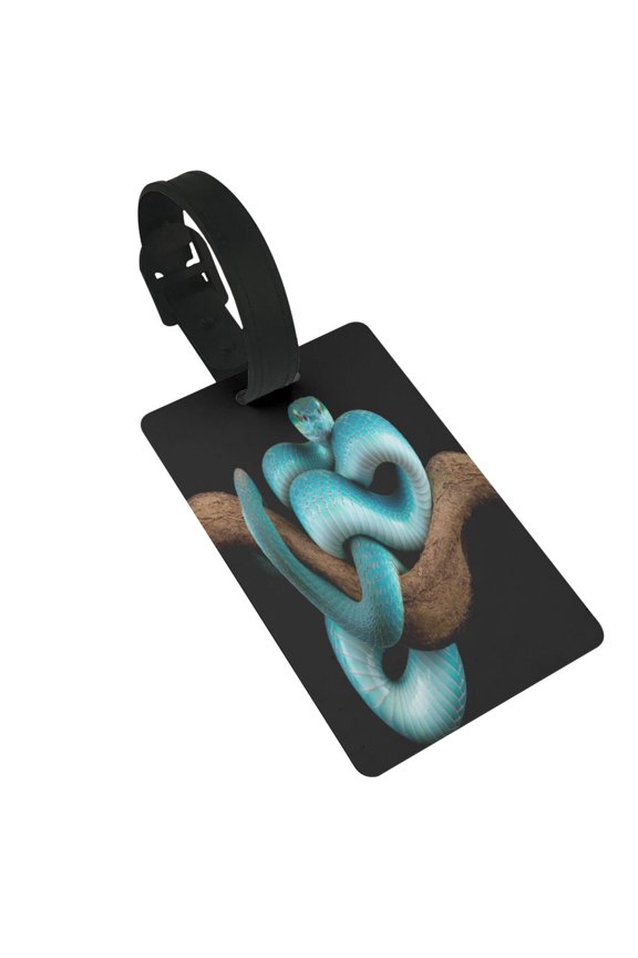 Blue Viper Snake for Luggage ID Tag with Adjustable Strap Travel Baggage Bag Tags Suitcase Identify Labels for Women Men