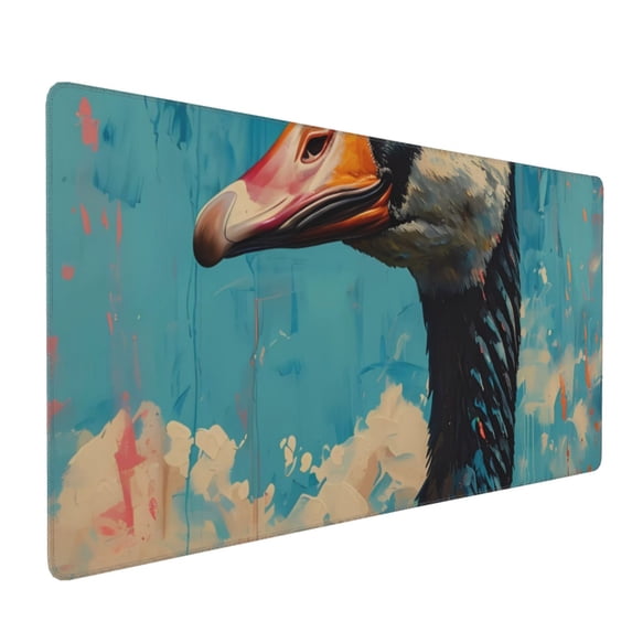 Hirioo Blue Watercolor Duck for Mouse Pad ,Anti-Slip Base, Durable Stitched Edges, Perfect for Gaming, Office, and Home Use,16x35.5in