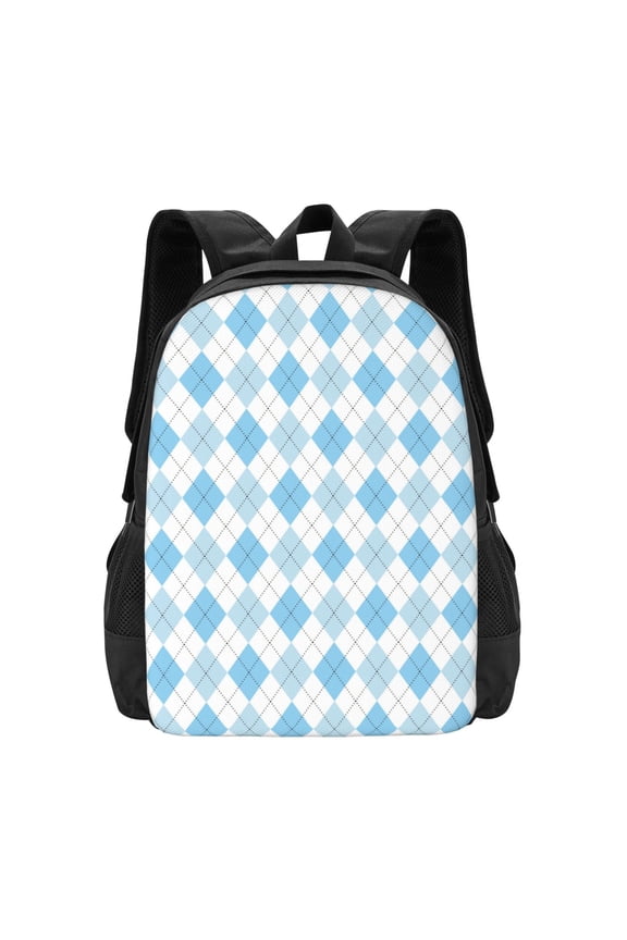 Blue and White Squares for Minimalist Backpack Large Capacity Backpack Travel Backpack For School