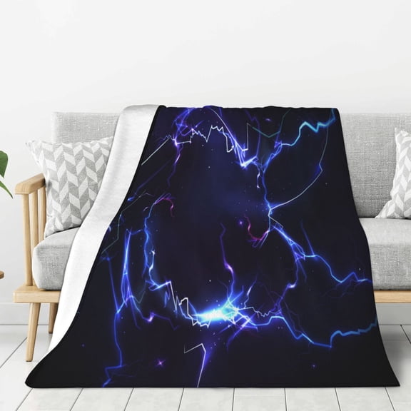 Hirioo Blue thunder bolt light for Flannel Blanket, Cozy and Warm Throw for Bed or Couch ,Perfect for All Seasons-80"x60"