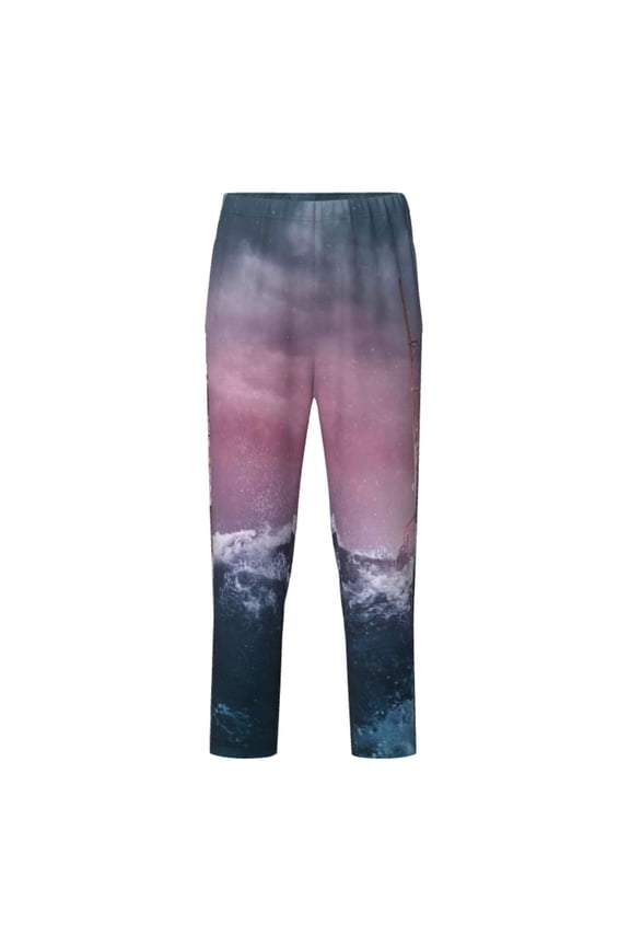 Boat Lighthouse Storm Waves for Teenagers' Pajama Pants Womens Lounge Pants with Pockets Pj Bottoms Pants for Men-Medium