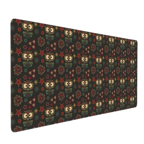 Hirioo Boho Owl for Mouse Pad ,Anti-Slip Base, Durable Stitched Edges, Perfect for Gaming, Office, and Home Use,16x35.5in