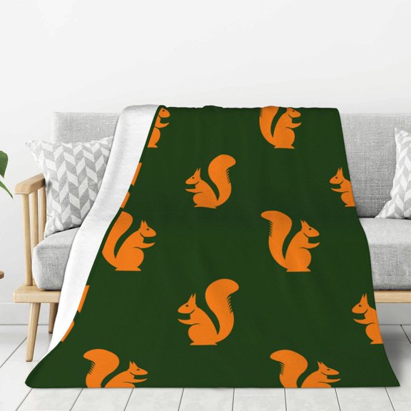 Hirioo Bold Squirrel Silhouettes for Flannel Blanket, Cozy and Warm Throw for Bed or Couch ,Perfect for All Seasons-40"x30"