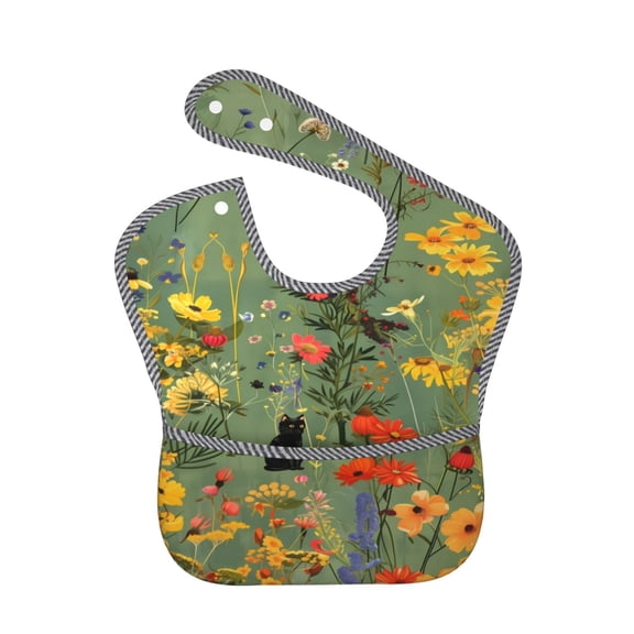 Hirioo Botanical Garden With Cats for Baby Waterproof Pocket Bib Adjustable Closed for Babies Toddlers with Large Pocket 6-24Months
