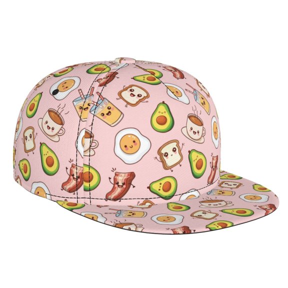 Hirioo Breakfast for Baseball Cap Men Cap Flat Brim for Men Women Teens Adjustable Baseball Cap