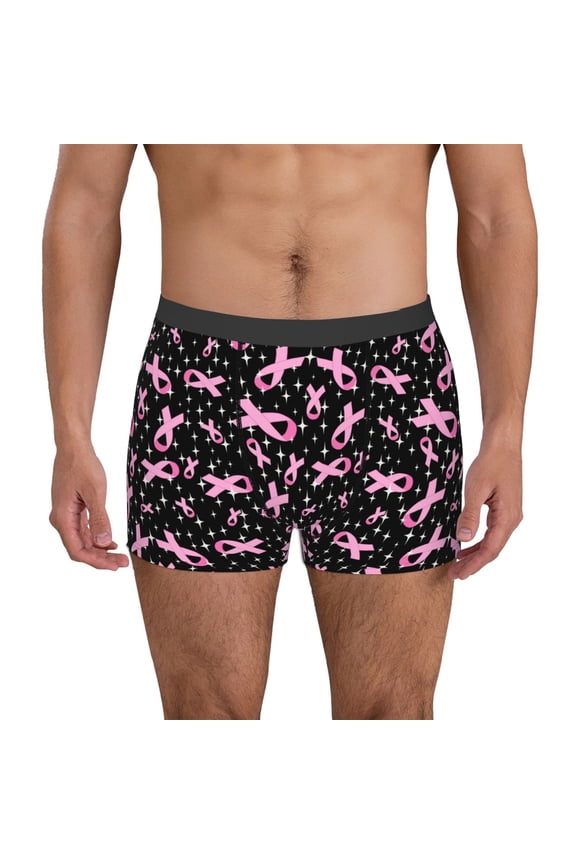 Breast Cancer Awareness (2) for Men's Boxer Briefs Men Cotton Underwear Boxer Briefs Panties-Large
