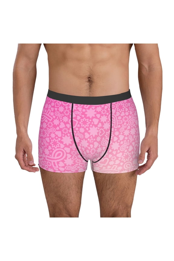 Breast Cancer Pink Ribbons Awareness for Men's Boxer Briefs Men Cotton Underwear Boxer Briefs Panties-Small