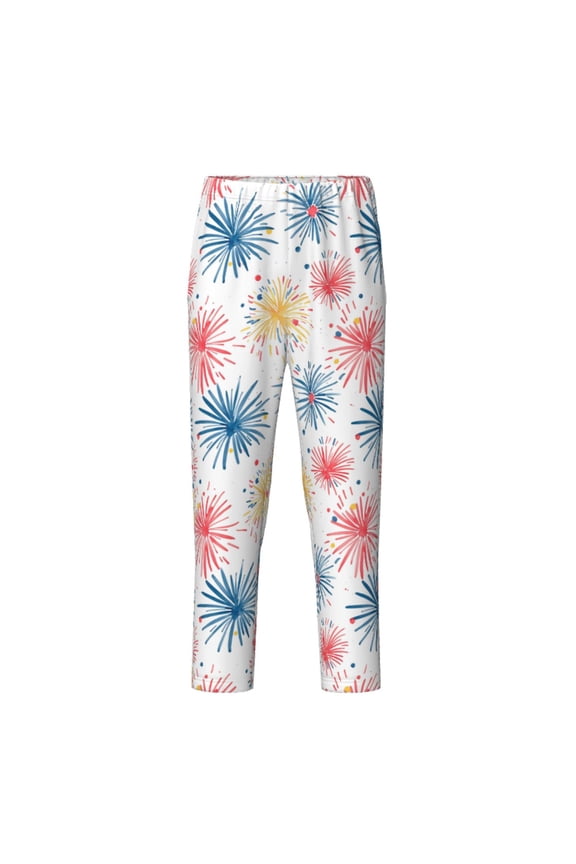 Bright Colorful Fireworks for Teenagers' Pajama Pants Womens Lounge Pants with Pockets Pj Bottoms Pants for Men-Small
