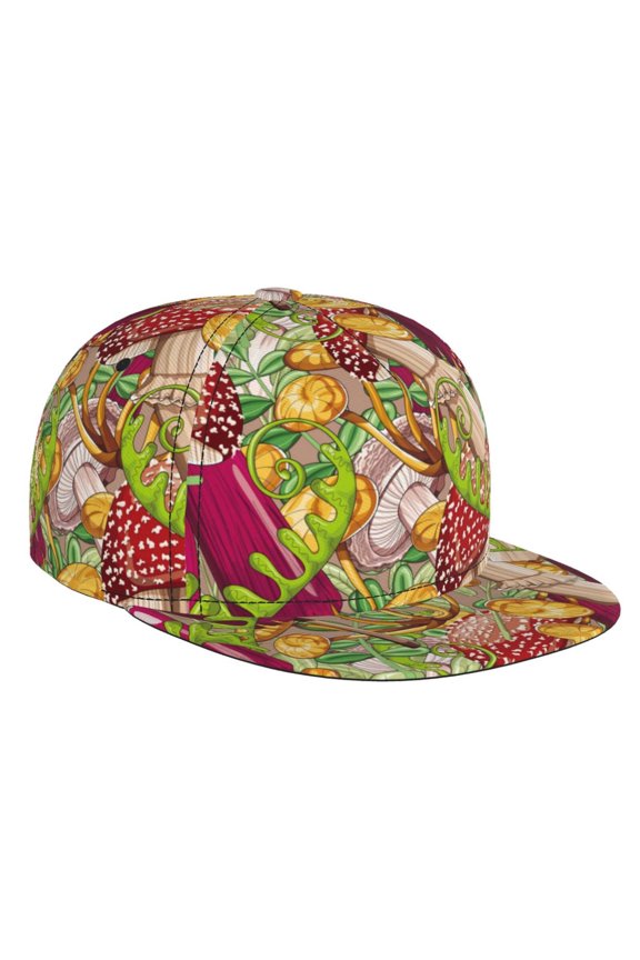 Bright Mushrooms for Baseball Cap Men Cap Flat Brim for Men Women Teens Adjustable Baseball Cap