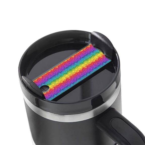 Hirioo Bright Rainbow for Stanley Cup Lid Nameplate Personalized Acrylic Nameplate Tumbler Lid Topper(30oz , 40oz)