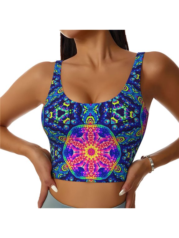 Bright Turtles for Women's Sports Vest with Full-Print Design, Stretchy Fabric and Removable Pads-Small