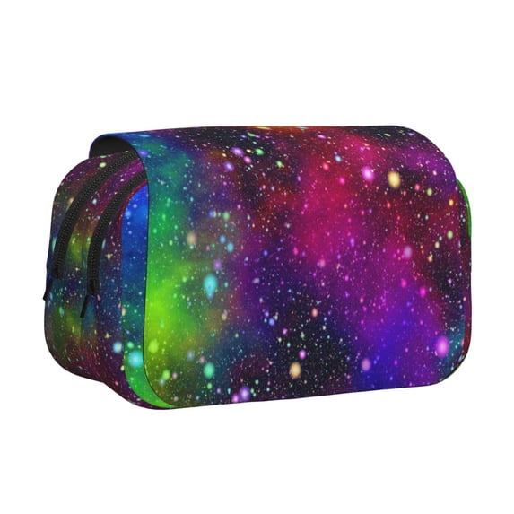 Hirioo Bright Universe for Large Grid Mesh Pencil Case with Zipper Stationery Organizer Case