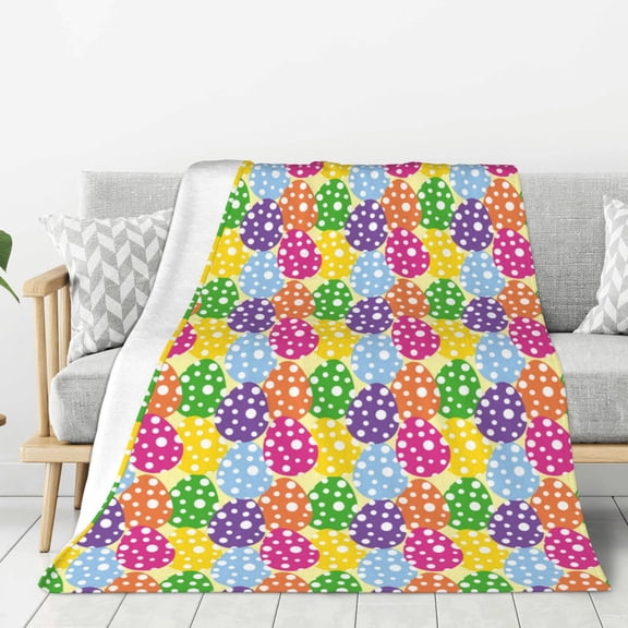 Hirioo Bright and colorful easter eggs for Flannel Blanket, Cozy and Warm Throw for Bed or Couch ,Perfect for All Seasons-40"x30"