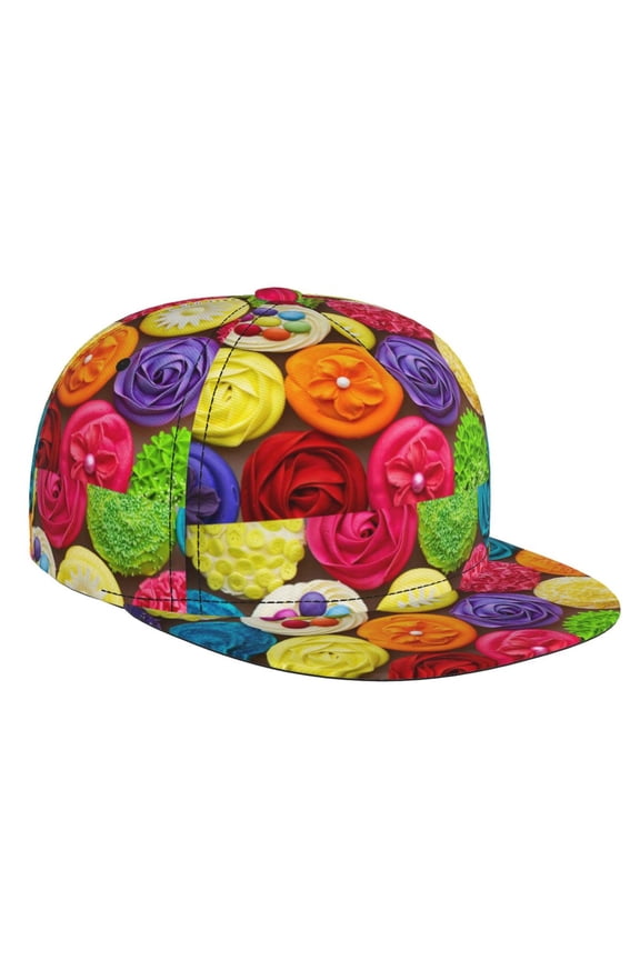Brightly Colored Cupcakes for Baseball Cap Men Cap Flat Brim for Men Women Teens Adjustable Baseball Cap