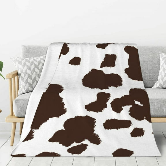 Hirioo Brown Cow for Flannel Blanket, Cozy and Warm Throw for Bed or Couch ,Perfect for All Seasons-80"x60"