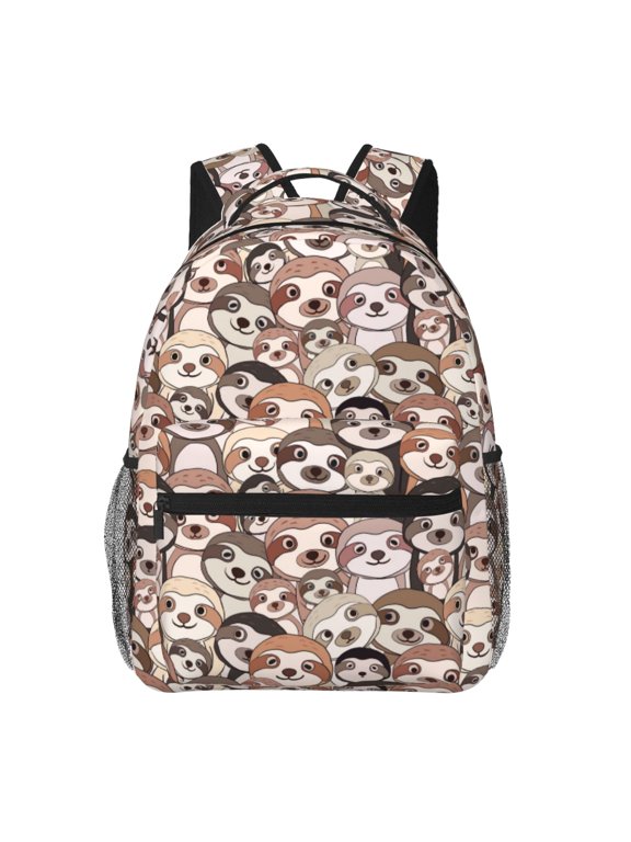 Brown Sloth Print Laptop Backpack Lightweight Casual Travel Daypack for College Workplace Travel
