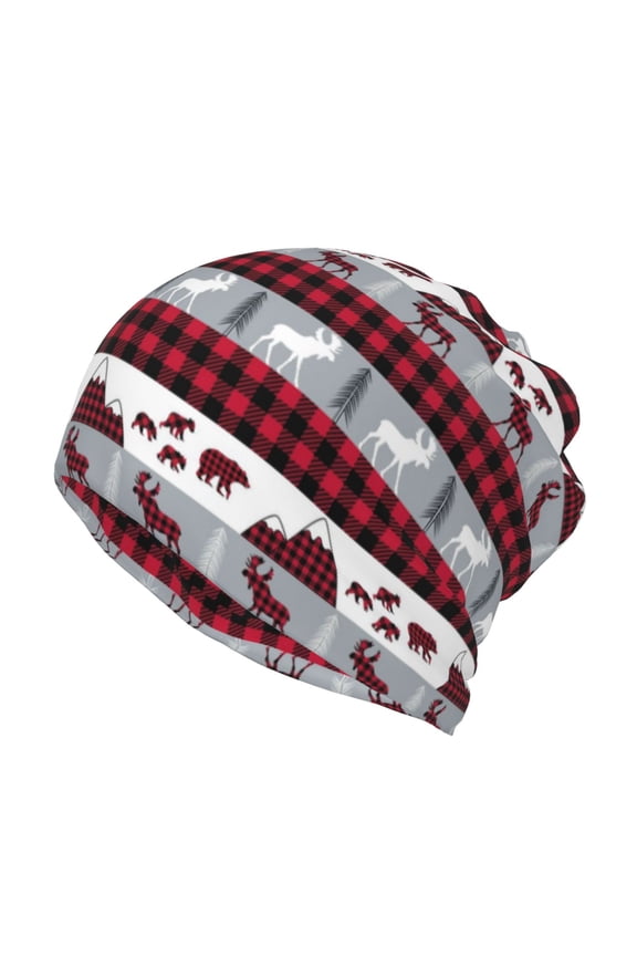 Buffalo Plaid Forest for Multifunction Beanie Hat for Men and Women Unisex for Winter Sports, Outdoor Activities, and Daily Wear