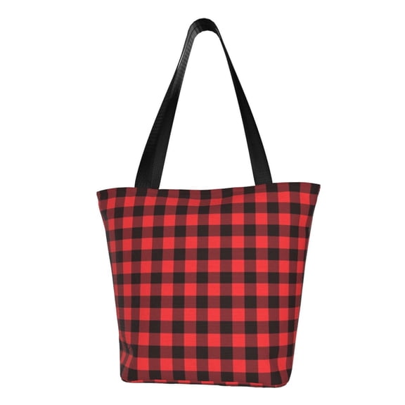 Hirioo Buffalo Plaid Red Black for Women's Casual Shoulder Tote Bag Handbag For Women Work College Travel Business Shopping