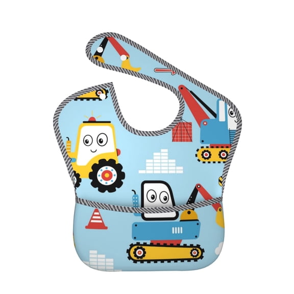 Hirioo Building Truck for Baby Waterproof Pocket Bib Adjustable Closed for Babies Toddlers with Large Pocket 6-24Months