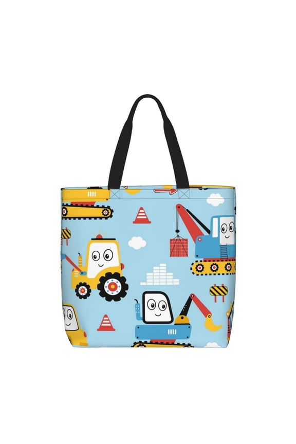 Building Truck for Tote Bag for Women, Quilted Shoulder Bag with Zipper, Large Capacity Handbags for Casual, Travel, Work