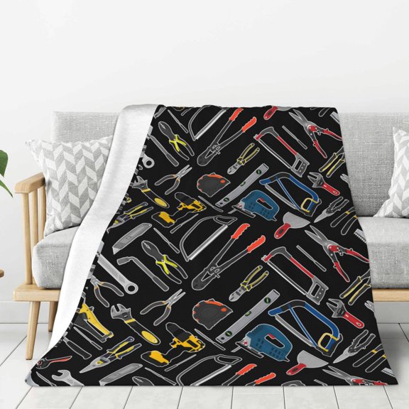 Hirioo Building hand tools for Flannel Blanket, Cozy and Warm Throw for Bed or Couch ,Perfect for All Seasons-80"x60"