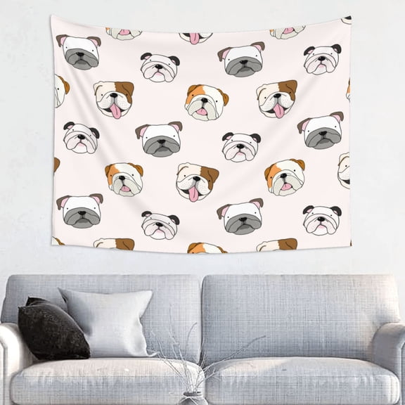 Hirioo Bulldog Face Print Tapestry Lightweight Fabric for Bedroom Aesthetic Home Wall Dorm Dcor Living Room Decor 29x37 Inch