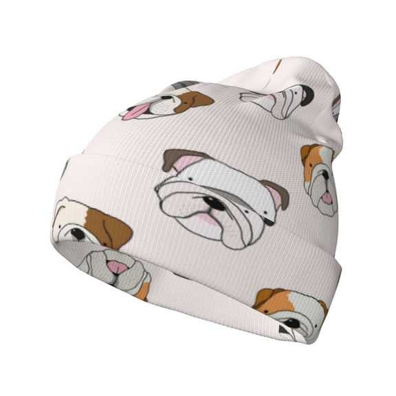 Hirioo Bulldog Face for Men's Knit Cuffed Beanie for Outdoor Activities Unisex