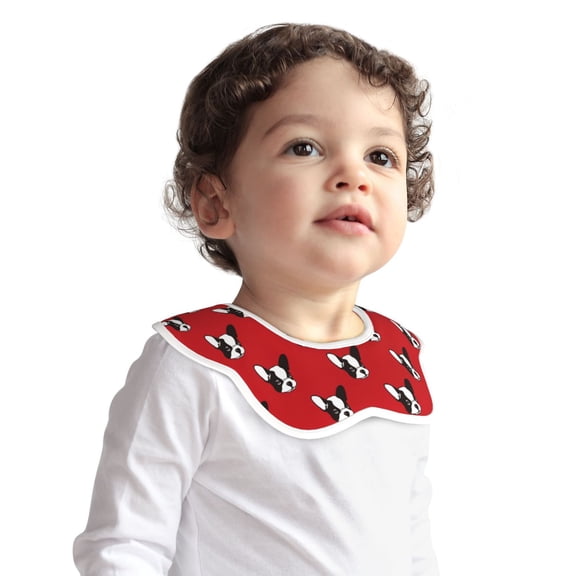 Hirioo Bulldog Red for Baby Cotton Petal Bib Drool Bibs for Baby Boy Unisex