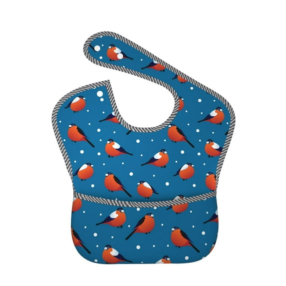 Hirioo Bullfinches for Baby Waterproof Pocket Bib Adjustable Closed for Babies Toddlers with Large Pocket 6-24Months