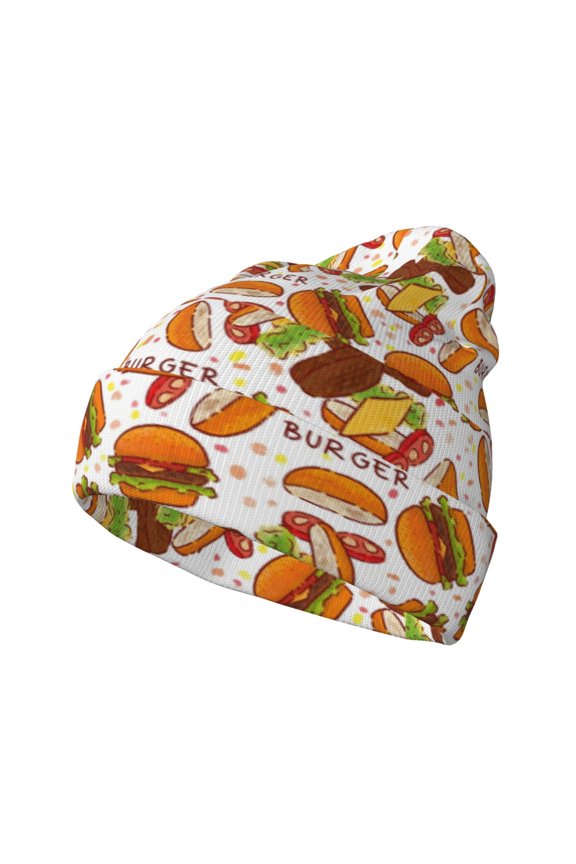 Burger for Men's Knit Cuffed Beanie for Outdoor Activities Unisex