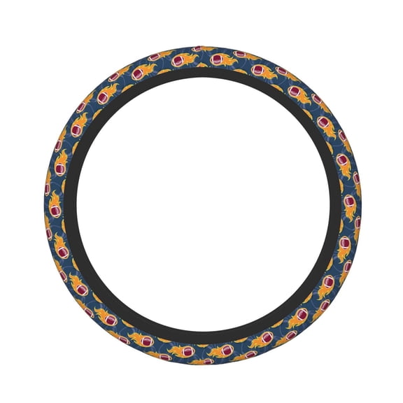 Hirioo Burning Rugby Balls for Elastic Stretch Steering Wheel Cover Universal 15 Inch Automotive Steering Wheel Cover Fit Auto, Suvs, Truck