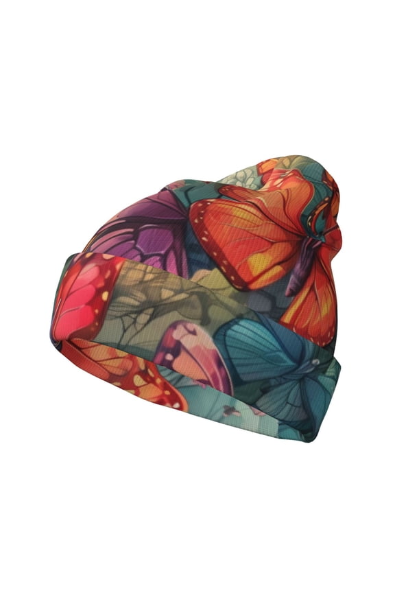 Butterflies On Rocky Cliff for Men's Knit Cuffed Beanie for Outdoor Activities Unisex