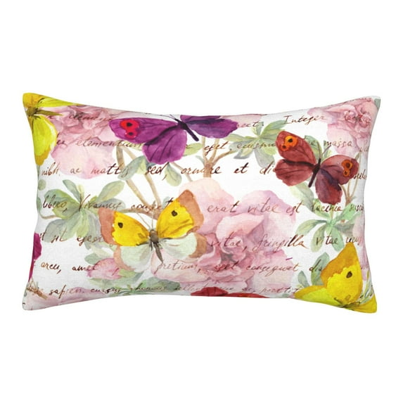 Hirioo Butterflies and Vintage for Plush Pillow Cover for Bedroom and Living Room ,Elegant, Comfortable Home Decor-14"x20"