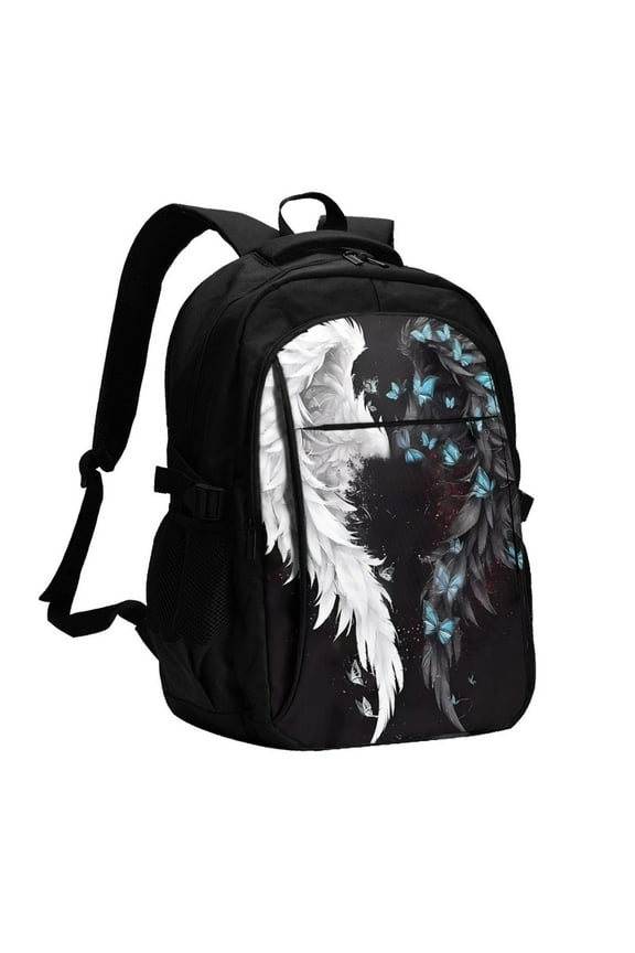 Butterfly Angel Wings Art for Travel Laptop Backpack with USB Charging Port for Men and Women