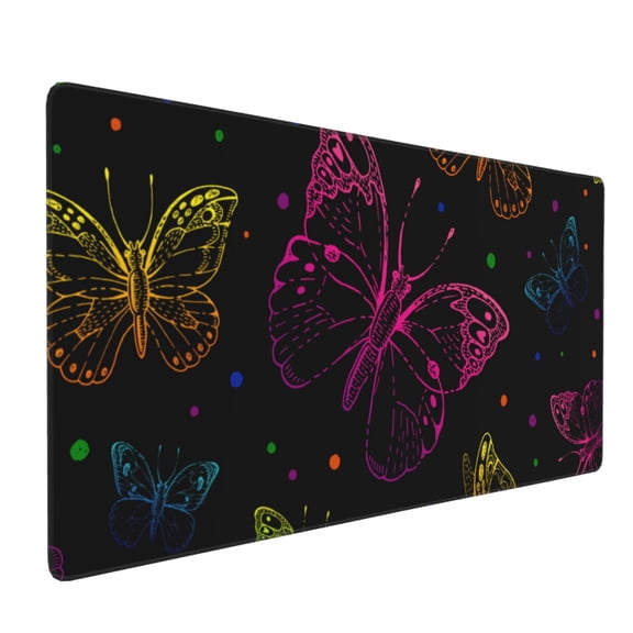 Hirioo Butterfly for Mouse Pad ,Anti-Slip Base, Durable Stitched Edges, Perfect for Gaming, Office, and Home Use,16x35.5in