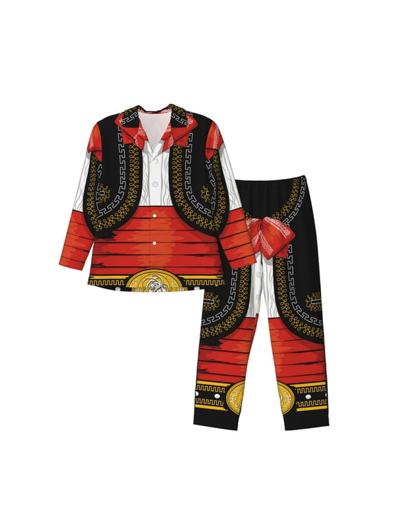 CHARRO SUIT for Men's Pajama Sets 2 Piece Pjs Men's Long-Sleeved Pajama Set Button Down Sleepwear,S-XXL-Small