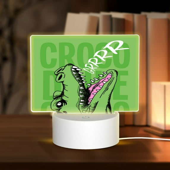 Hirioo CROCODILE HEAD for Rectangular Acrylic with Night Light Best Gifts for Lover Girl Mom, Valentine's Day Anniversary Birthday Wedding Present