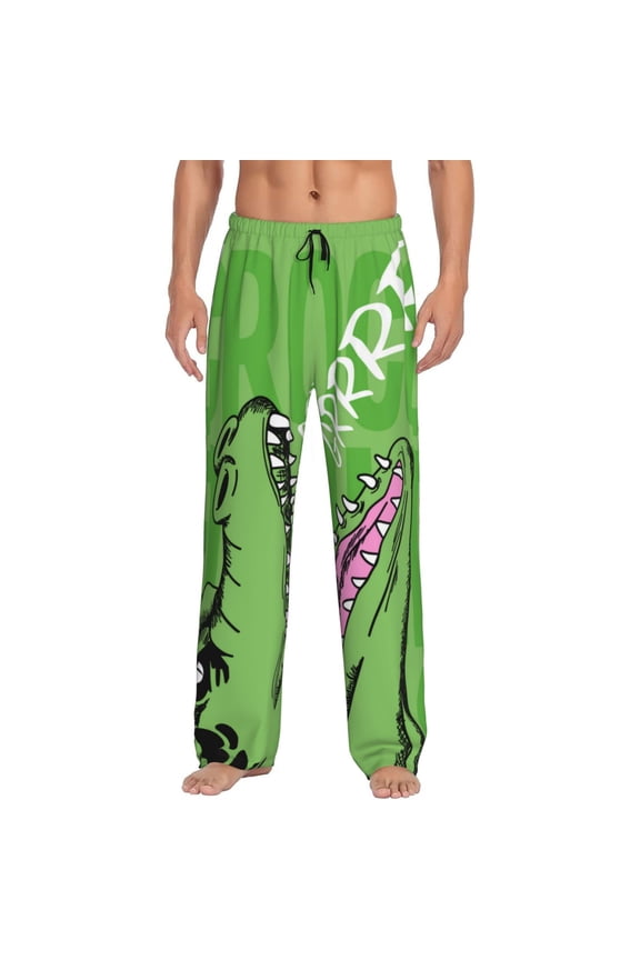 CROCODILE HEAD for Men's PJ Pajama Pants Sleep Pants Men's Home Trousers with Pockets,S-3XL-Small