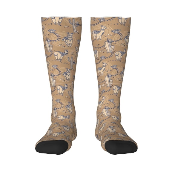 Hirioo Cactus Alpaca for Adult Stockings Breathable Sock Non-Pilling,Contrasting Color Design