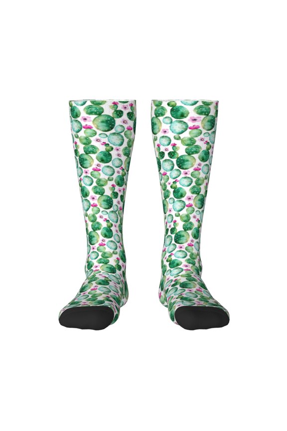 Cactus Plants for Adult Stockings Breathable Sock Non-Pilling,Contrasting Color Design